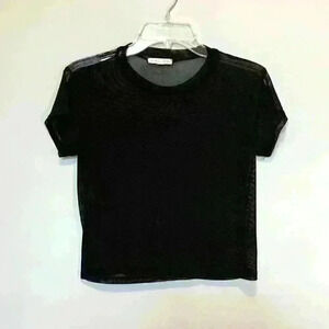 PACSUN Womens Mesh Tee Size XS Short Sleeve Tshirt Cropped Sheer Y2K LA HEARTS